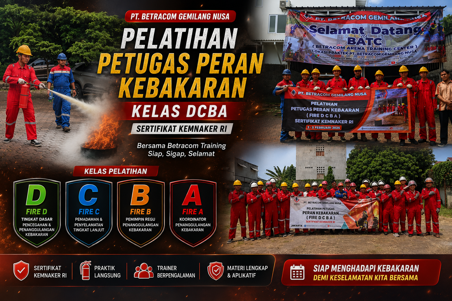 Pelatihan Petugas Pemadam Kebakaran Kelas D C B A Kemnaker RI